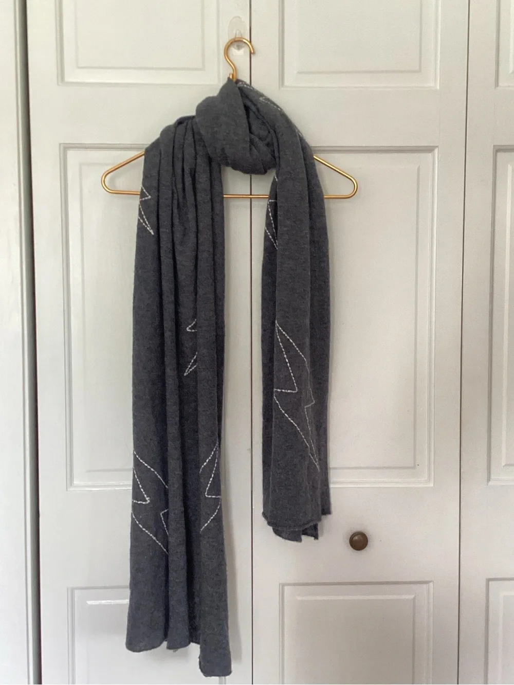 Sundry Revolve Wool Cashmere Wrap Scarf White Bolt Stitch Charcoal Grey